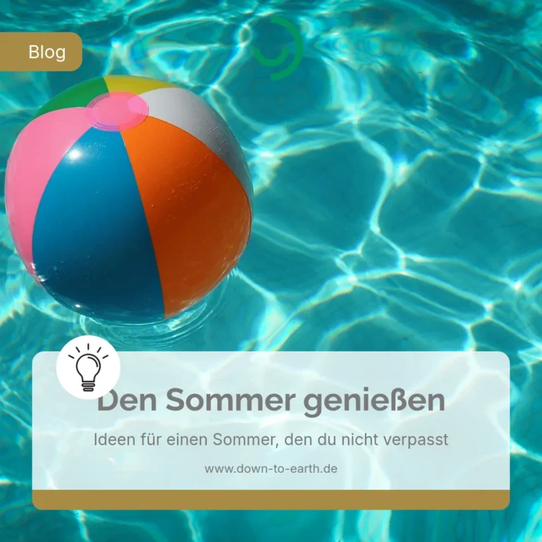 Wasserball und Text den Sommer genießen